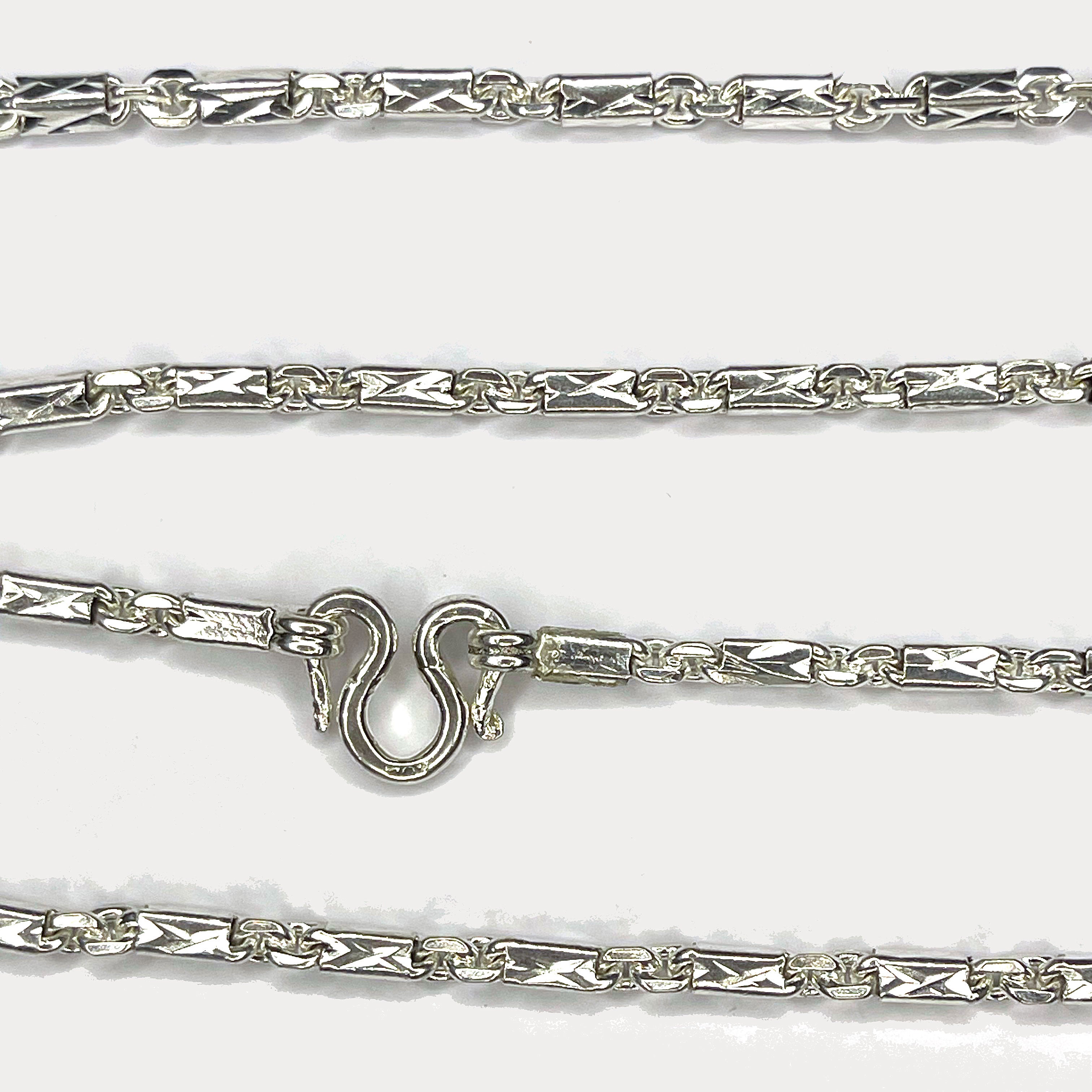 Sugarcane Cambodian Baht Necklace - Handmade Silver & White Gold Chain