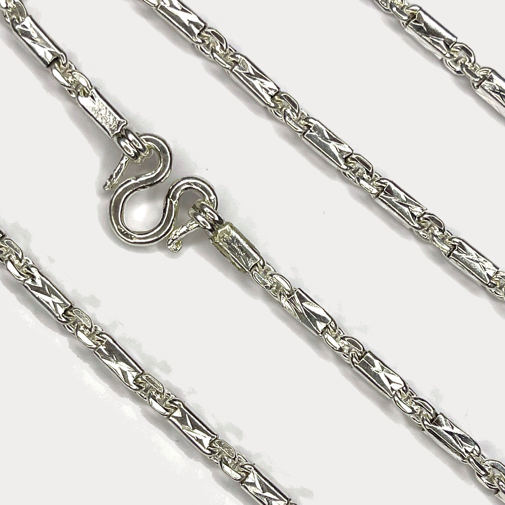 Sugarcane Cambodian Baht Necklace - Handmade Silver & White Gold Chain