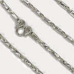 Sugarcane Cambodian Baht Necklace - Handmade Silver & White Gold Chain