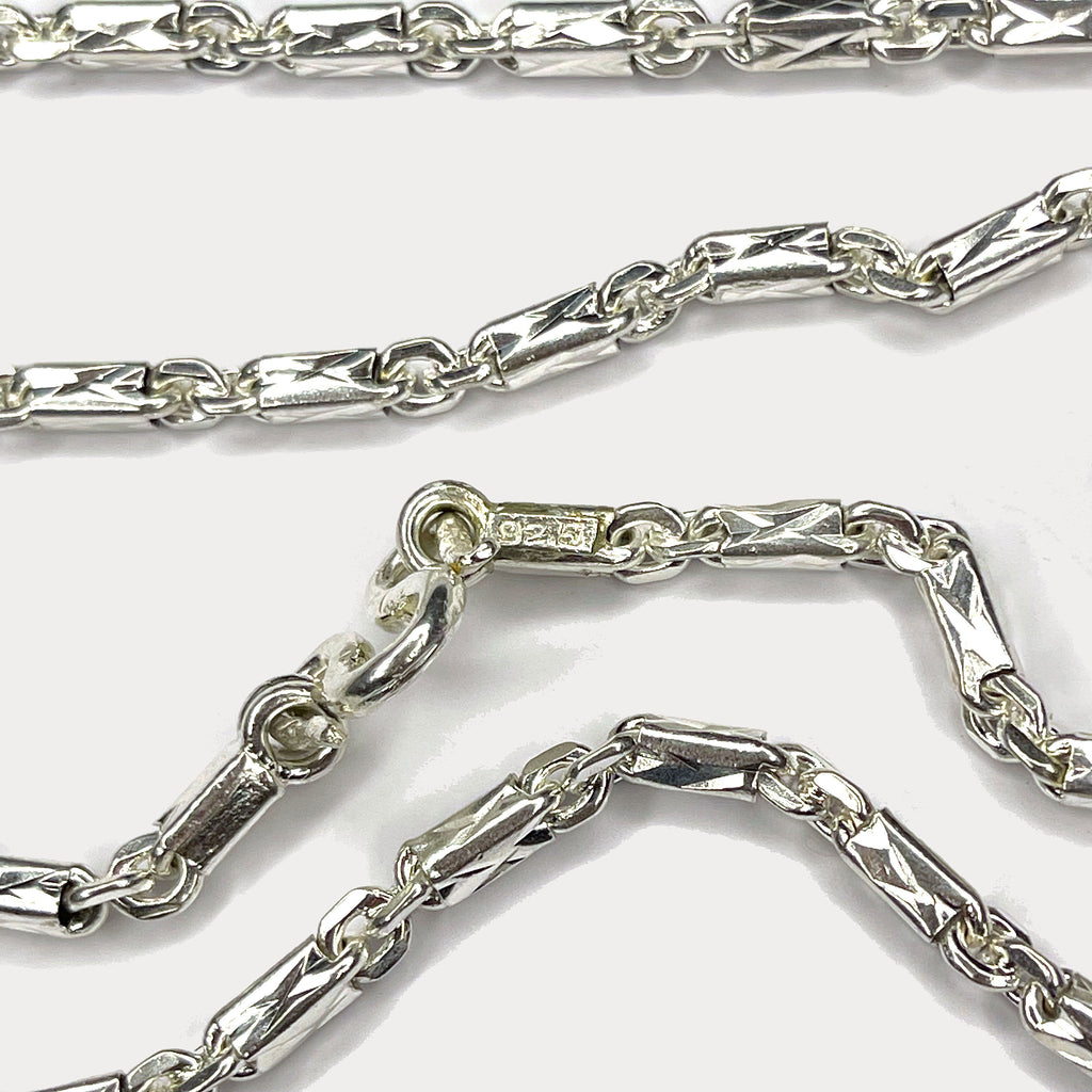 Sugarcane Cambodian Baht Necklace - Handmade Silver & White Gold Chain