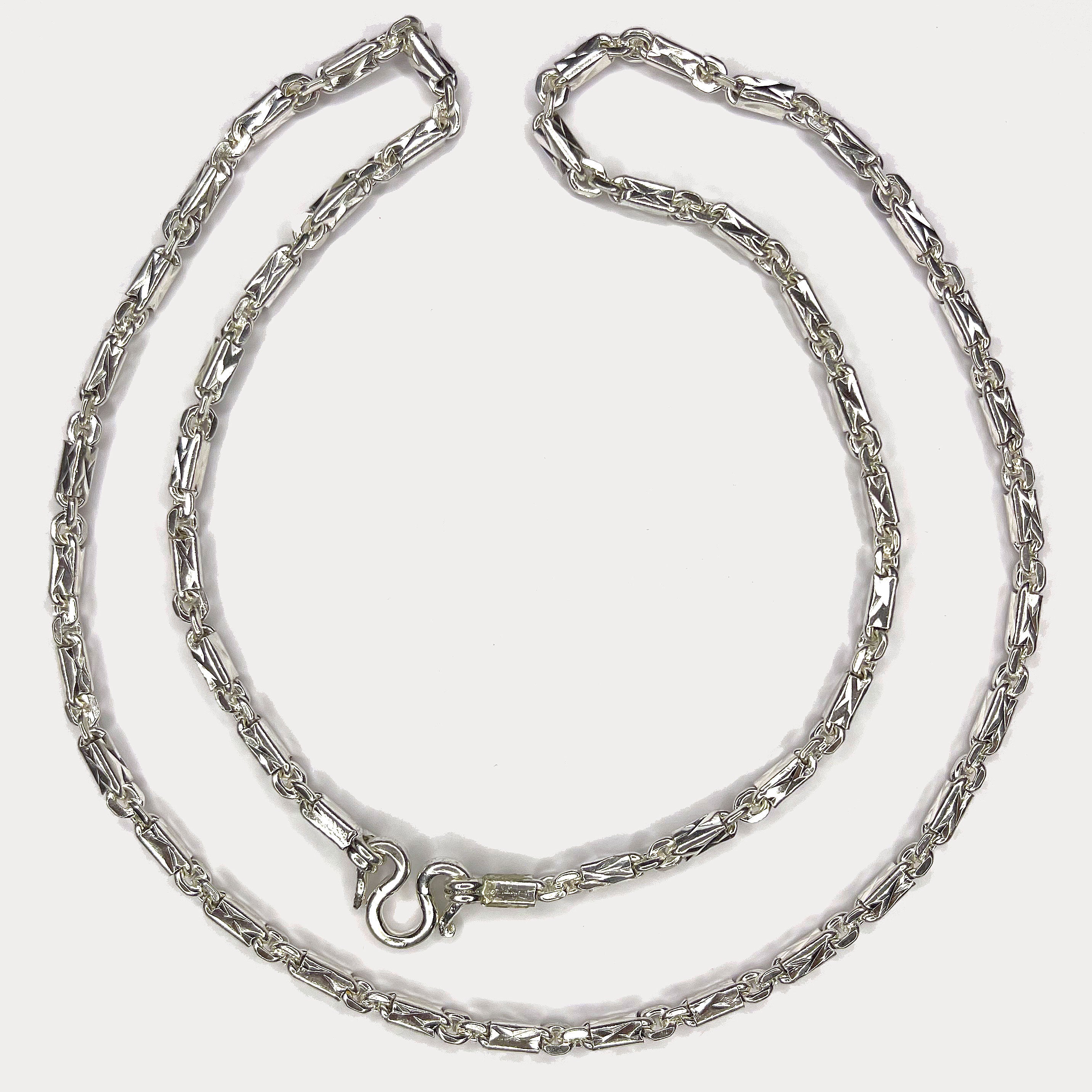 Sugarcane Cambodian Baht Necklace - Handmade Silver & White Gold Chain