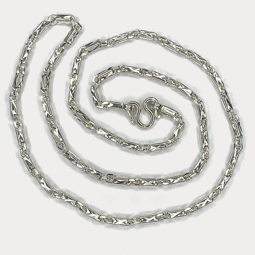 Sugarcane Cambodian Baht Necklace - Handmade Silver & White Gold Chain