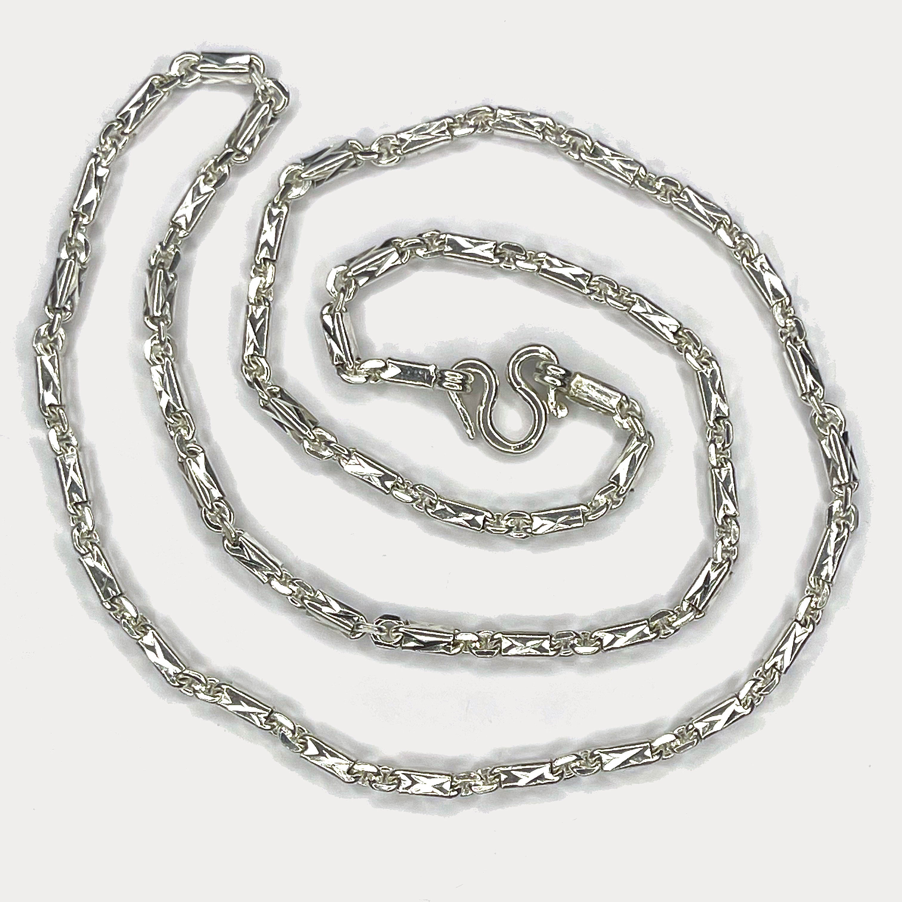 Sugarcane Cambodian Baht Necklace - Handmade Silver & White Gold Chain