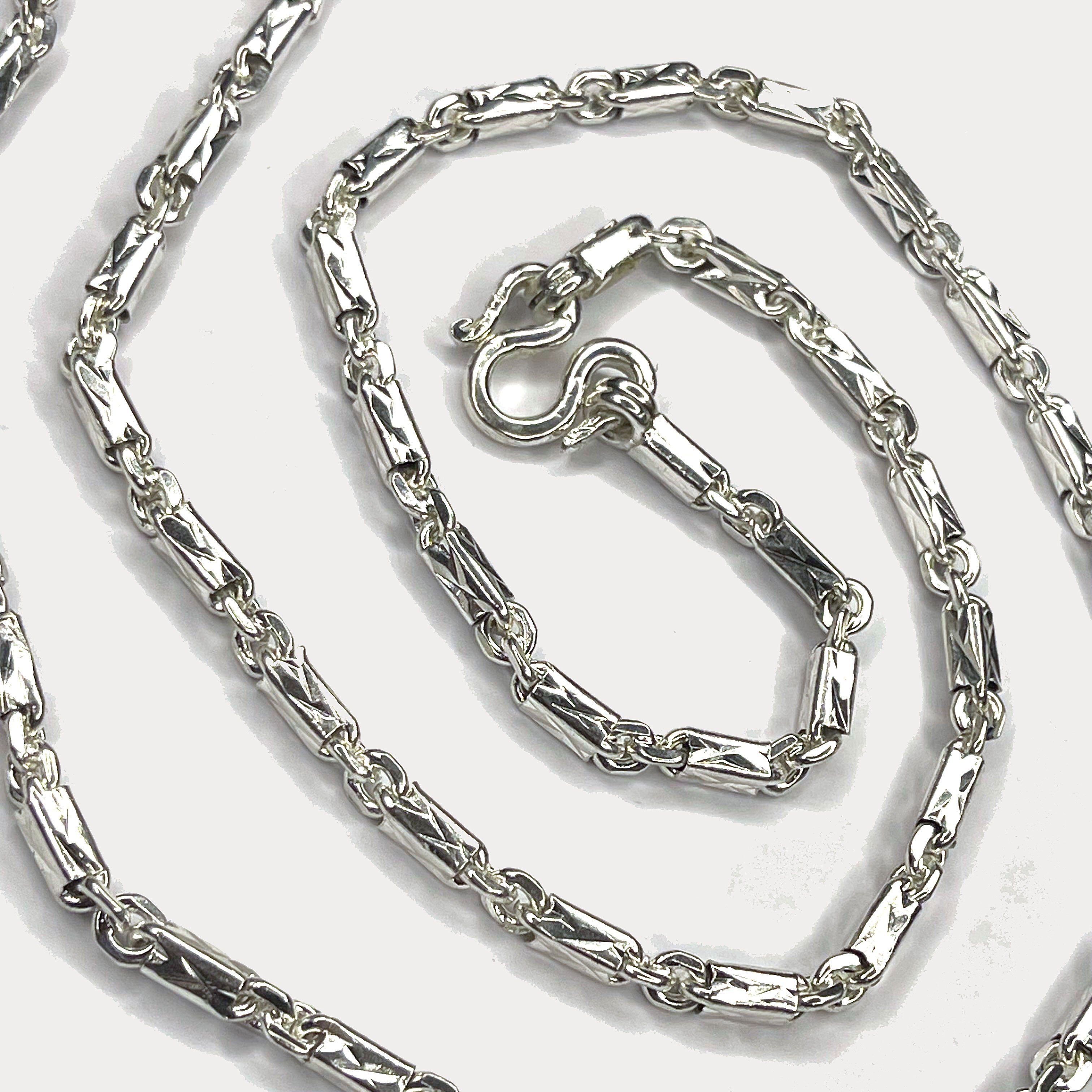 Sugarcane Cambodian Baht Necklace - Handmade Silver & White Gold Chain