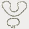 Snake Skin Rope Link Necklace & Bracelet Set - Handmade Silver Chains
