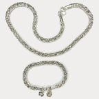 Snake Skin Rope Link Necklace & Bracelet Set - Handmade Silver Chains
