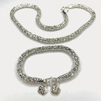 Snake Skin Rope Link Necklace & Bracelet Set - Handmade Silver Chains