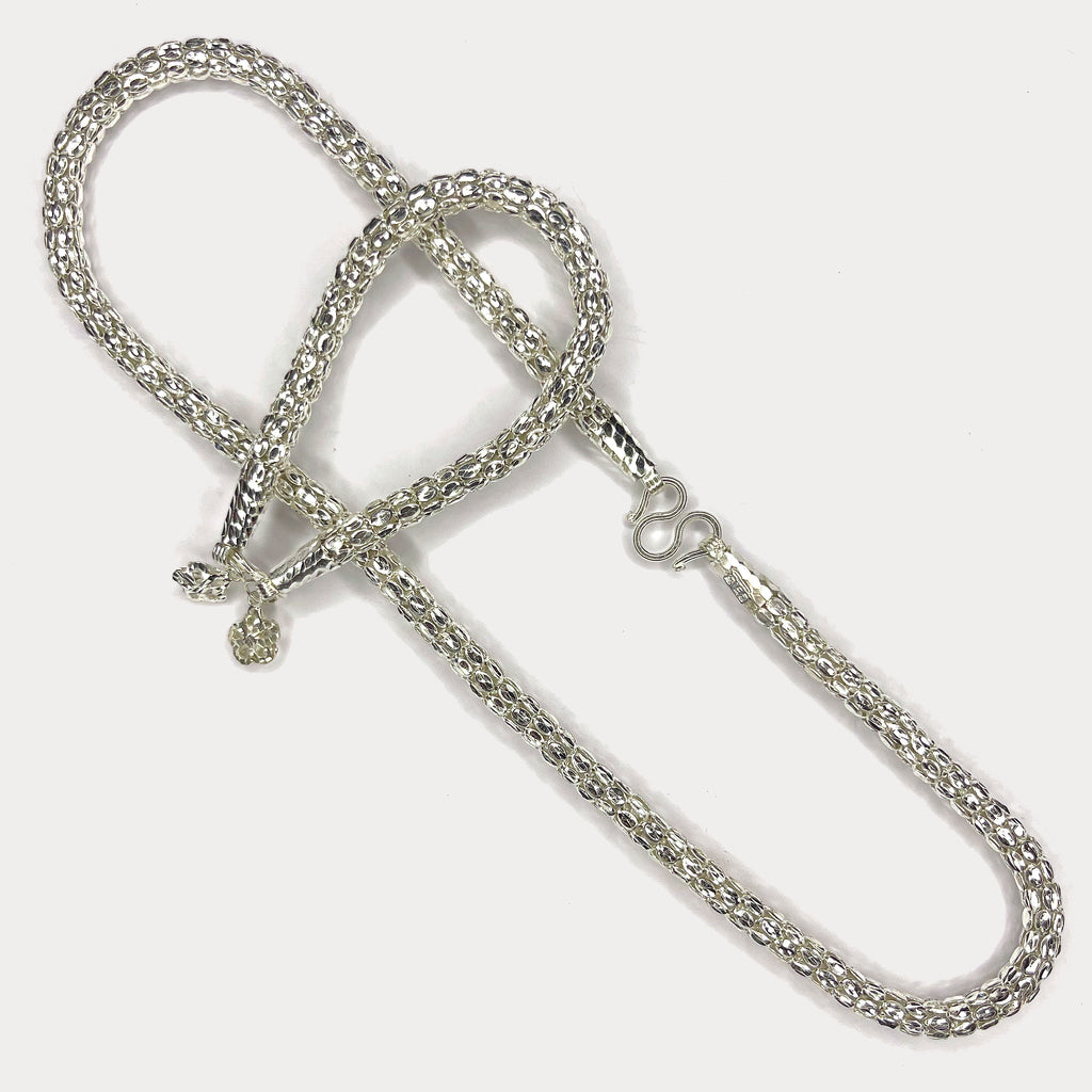 Snake Skin Rope Link Necklace & Bracelet Set - Handmade Silver Chains