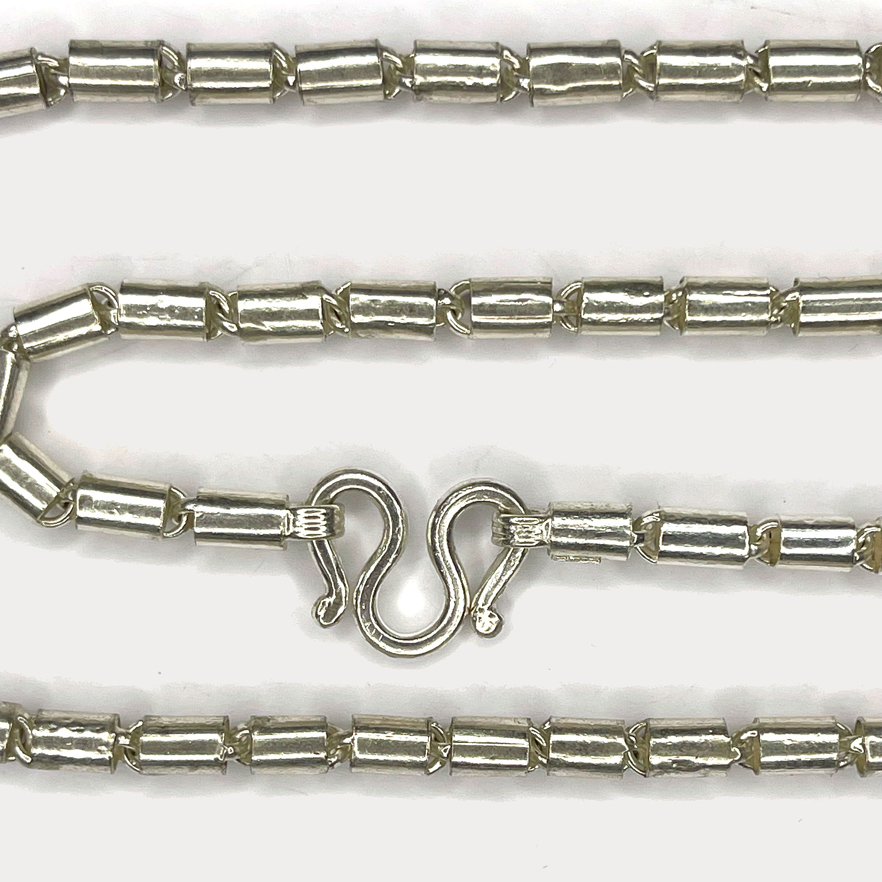 Round Baht Link Necklace - Handmade 999 Pure Silver Chain