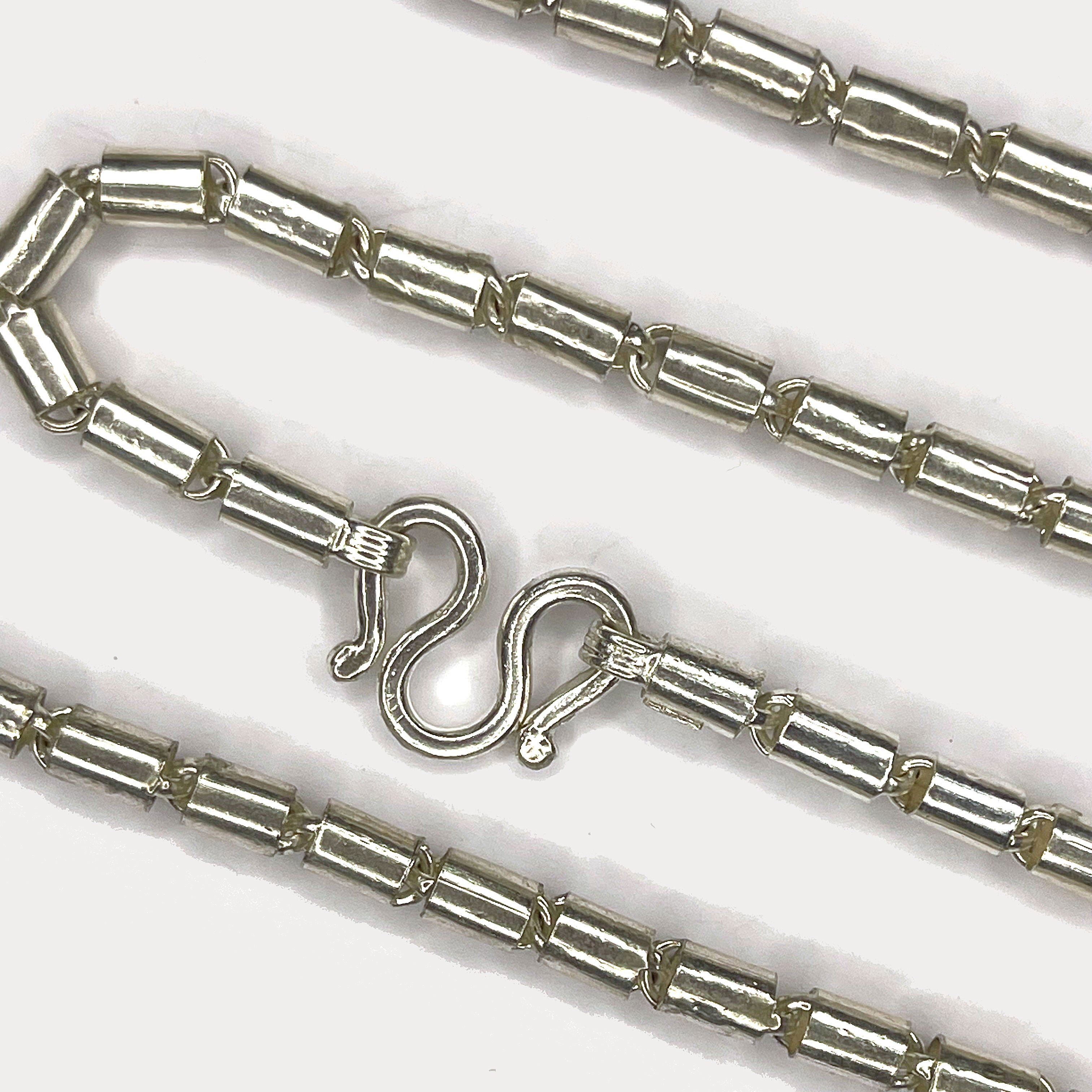 Round Baht Link Necklace - Handmade 999 Pure Silver Chain