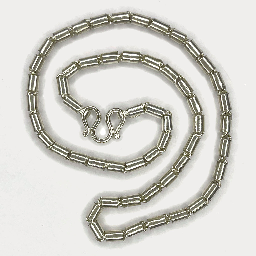 Round Baht Link Necklace - Handmade 999 Pure Silver Chain
