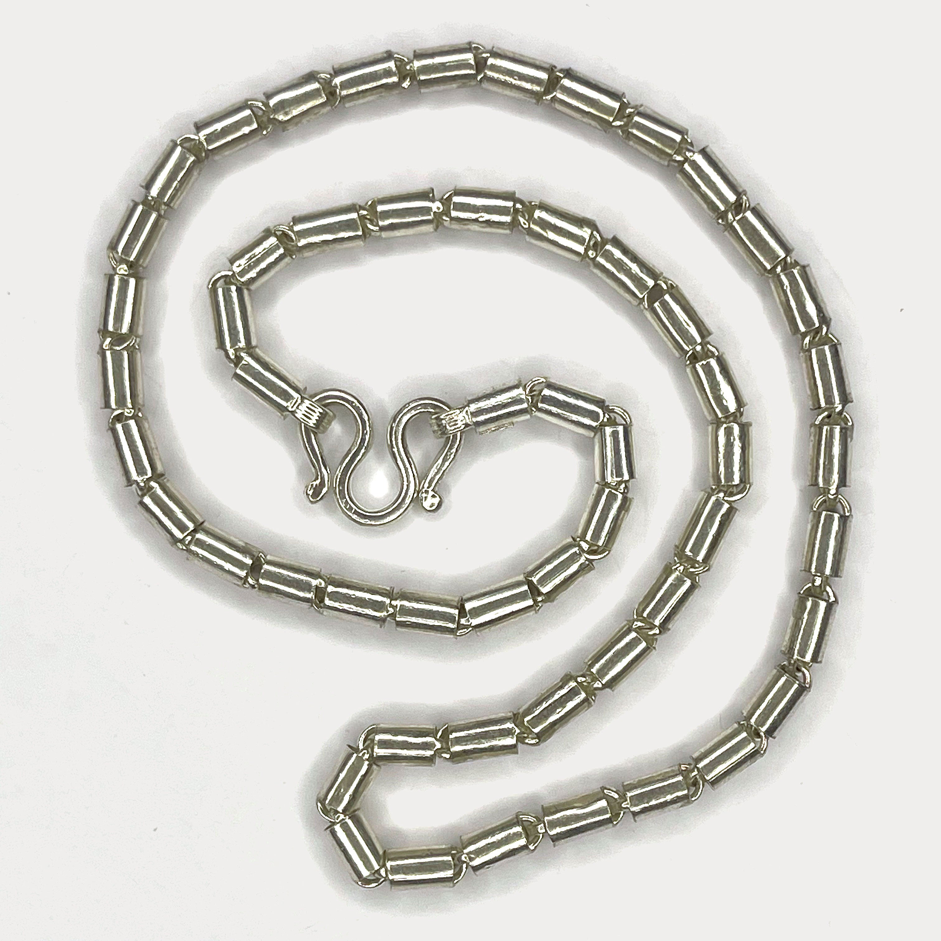 Round Baht Link Necklace - Handmade 999 Pure Silver Chain