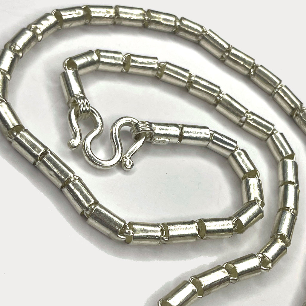 Round Baht Link Necklace - Handmade 999 Pure Silver Chain