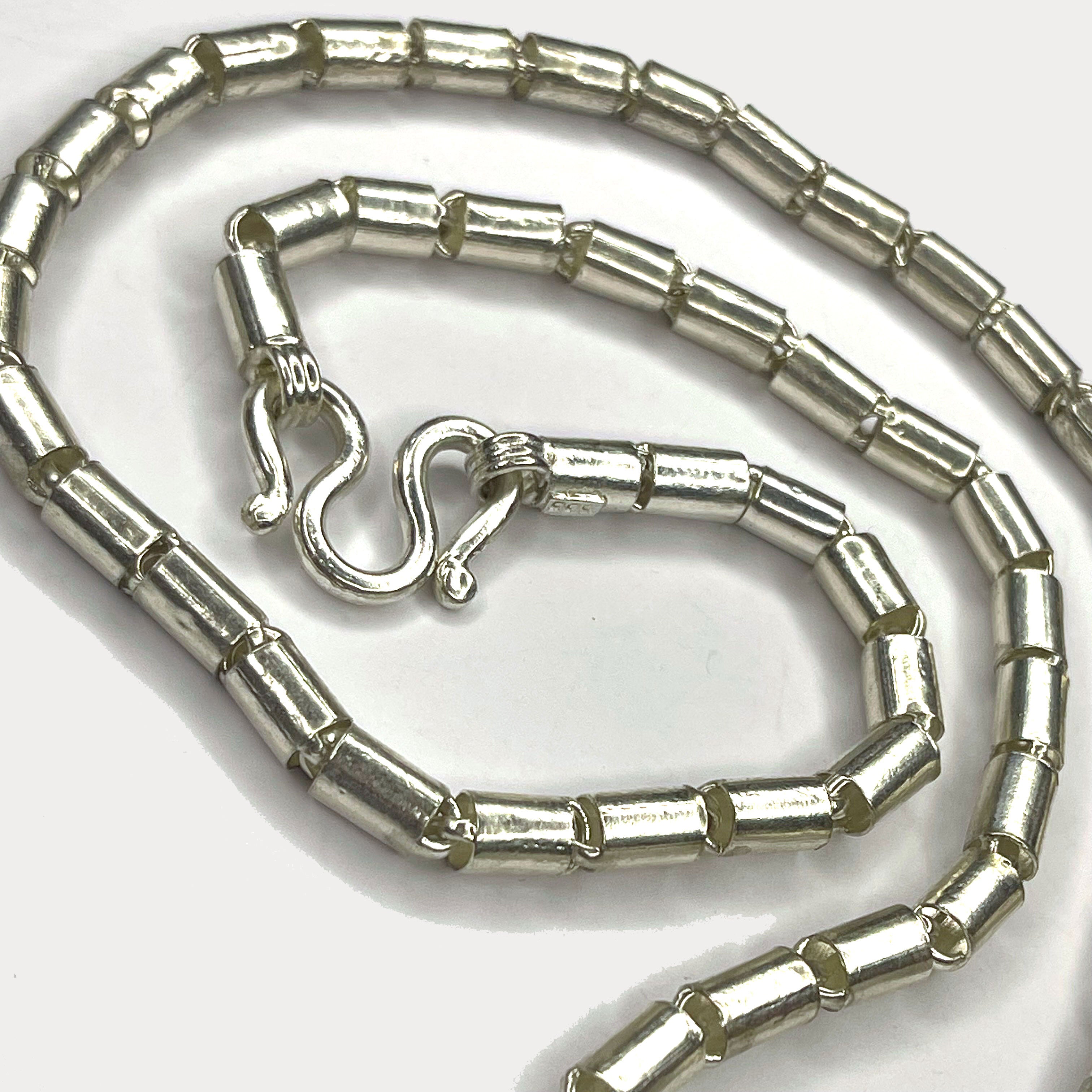 Round Baht Link Necklace - Handmade 999 Pure Silver Chain
