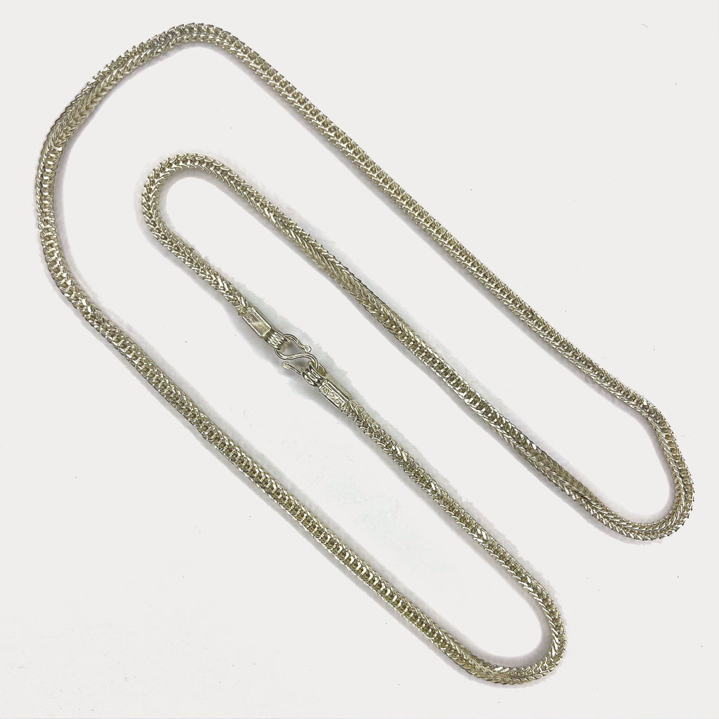 Snake Skin Rope Link Necklace - Handmade Silver Chain