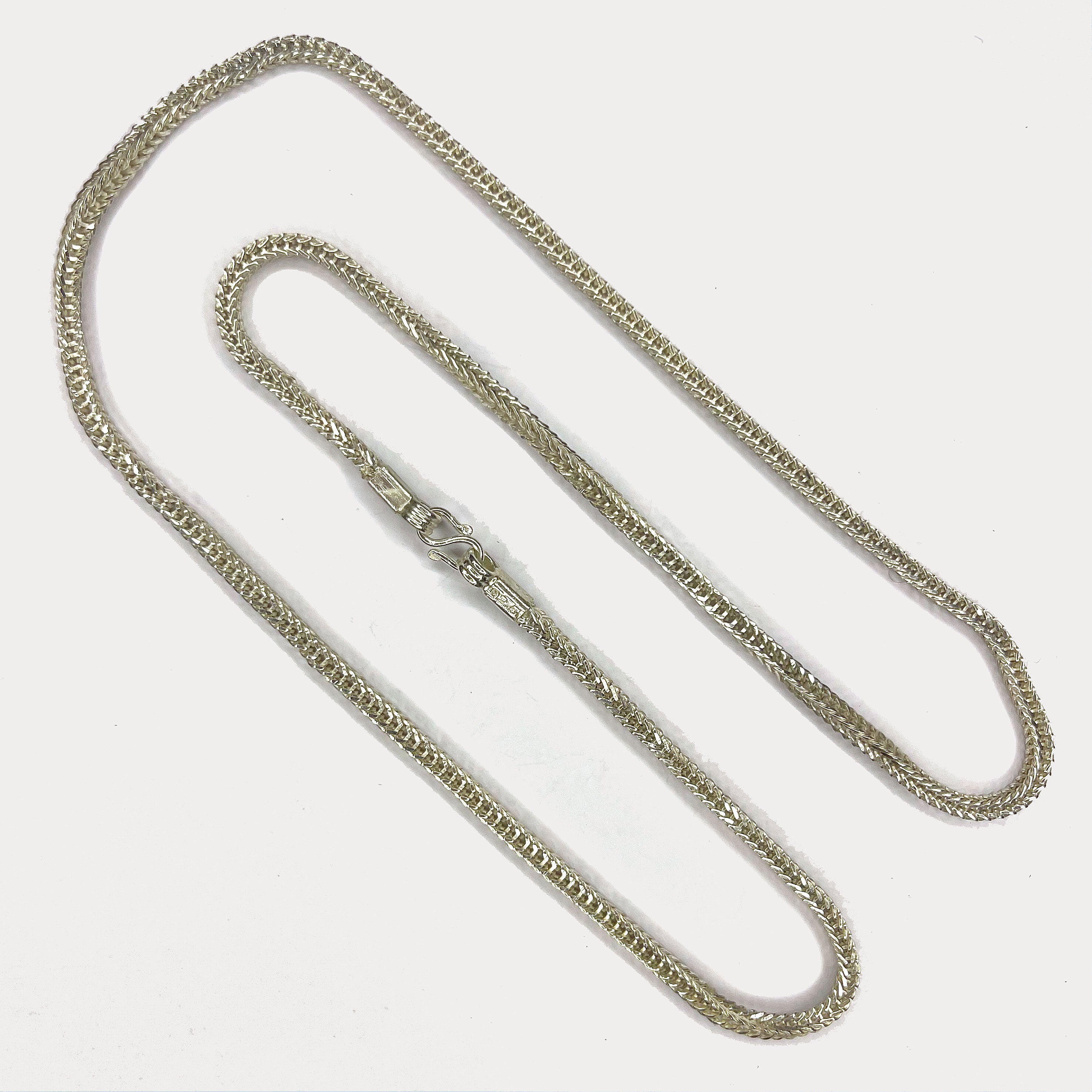 Snake Skin Rope Link Necklace - Handmade Silver Chain