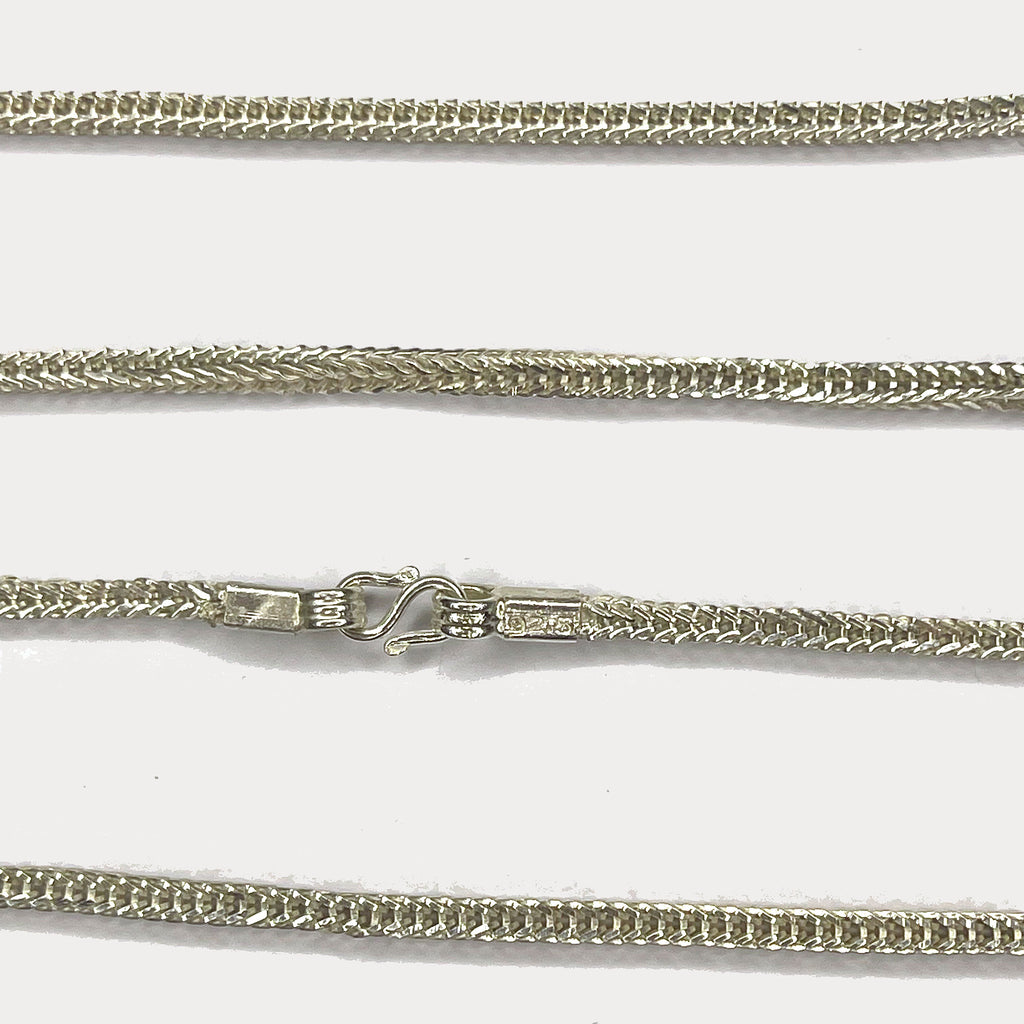 Snake Skin Rope Link Necklace - Handmade Silver Chain
