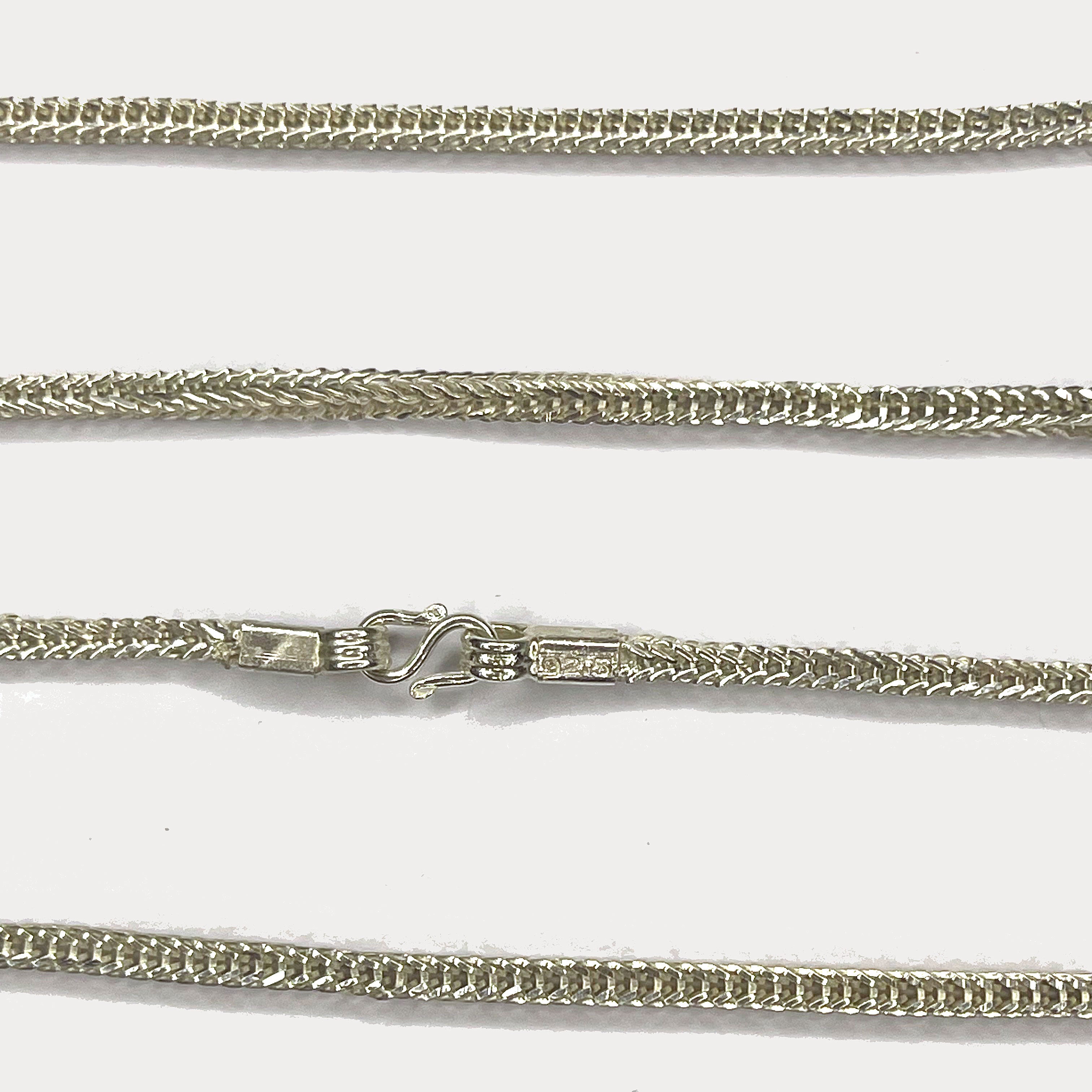 Snake Skin Rope Link Necklace - Handmade Silver Chain