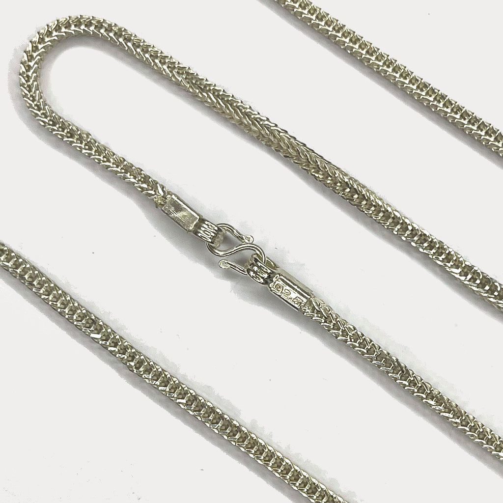 Snake Skin Rope Link Necklace - Handmade Silver Chain