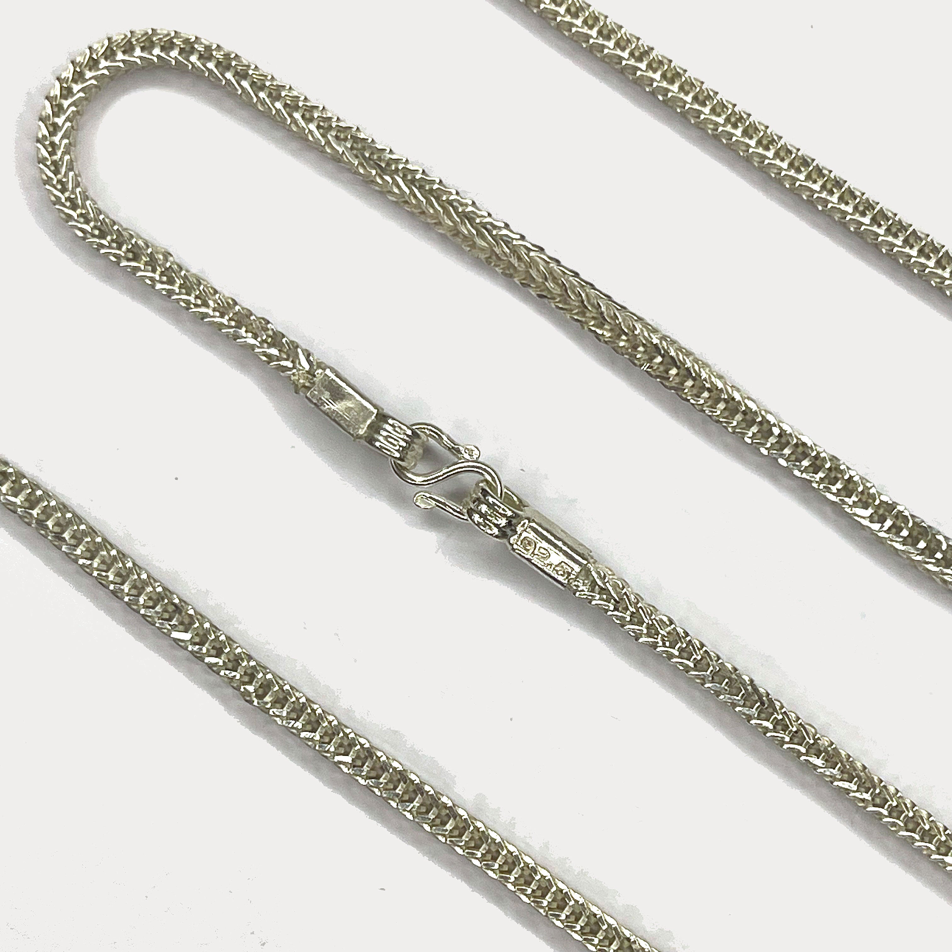 Snake Skin Rope Link Necklace - Handmade Silver Chain