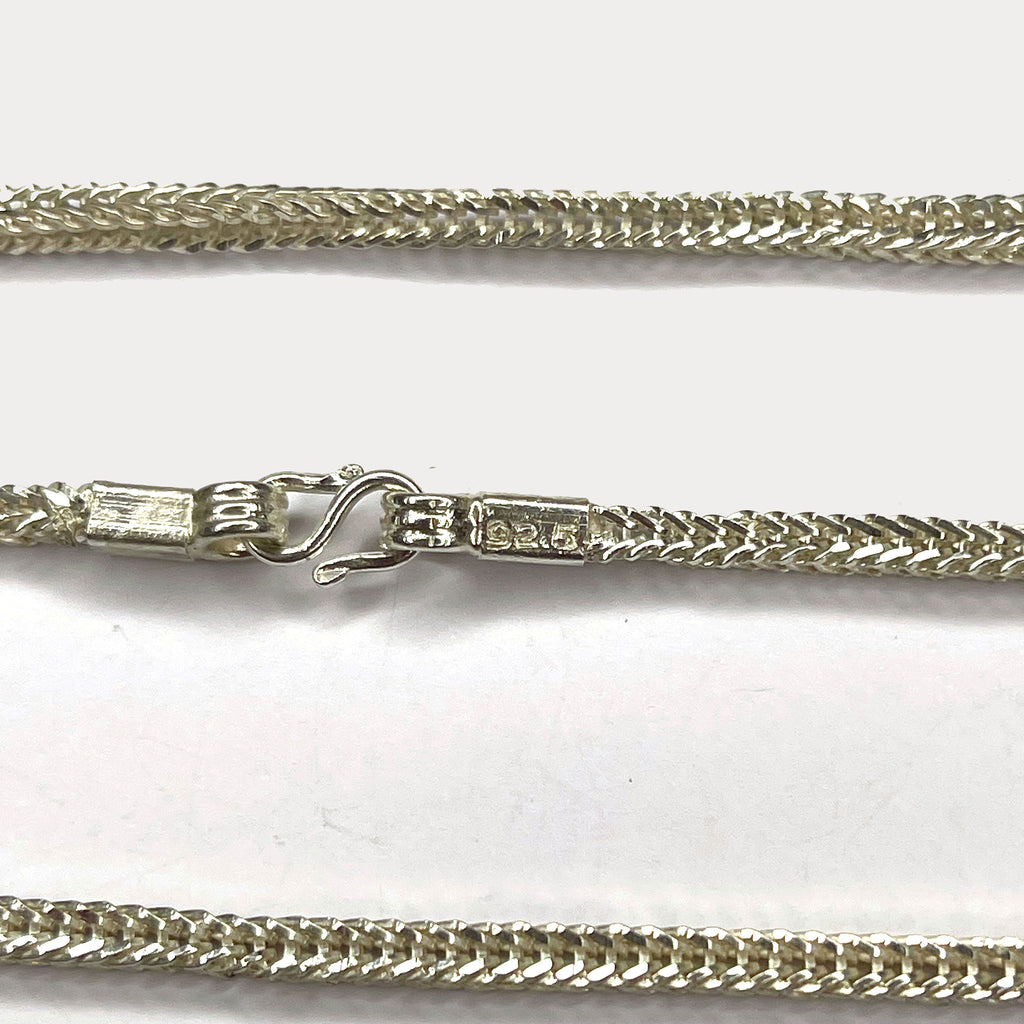 Snake Skin Rope Link Necklace - Handmade Silver Chain