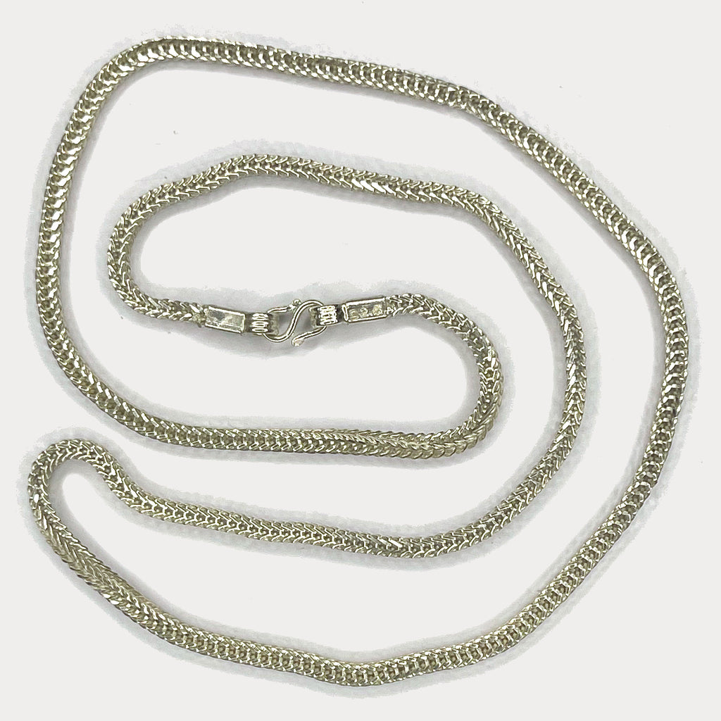 Snake Skin Rope Link Necklace - Handmade Silver Chain