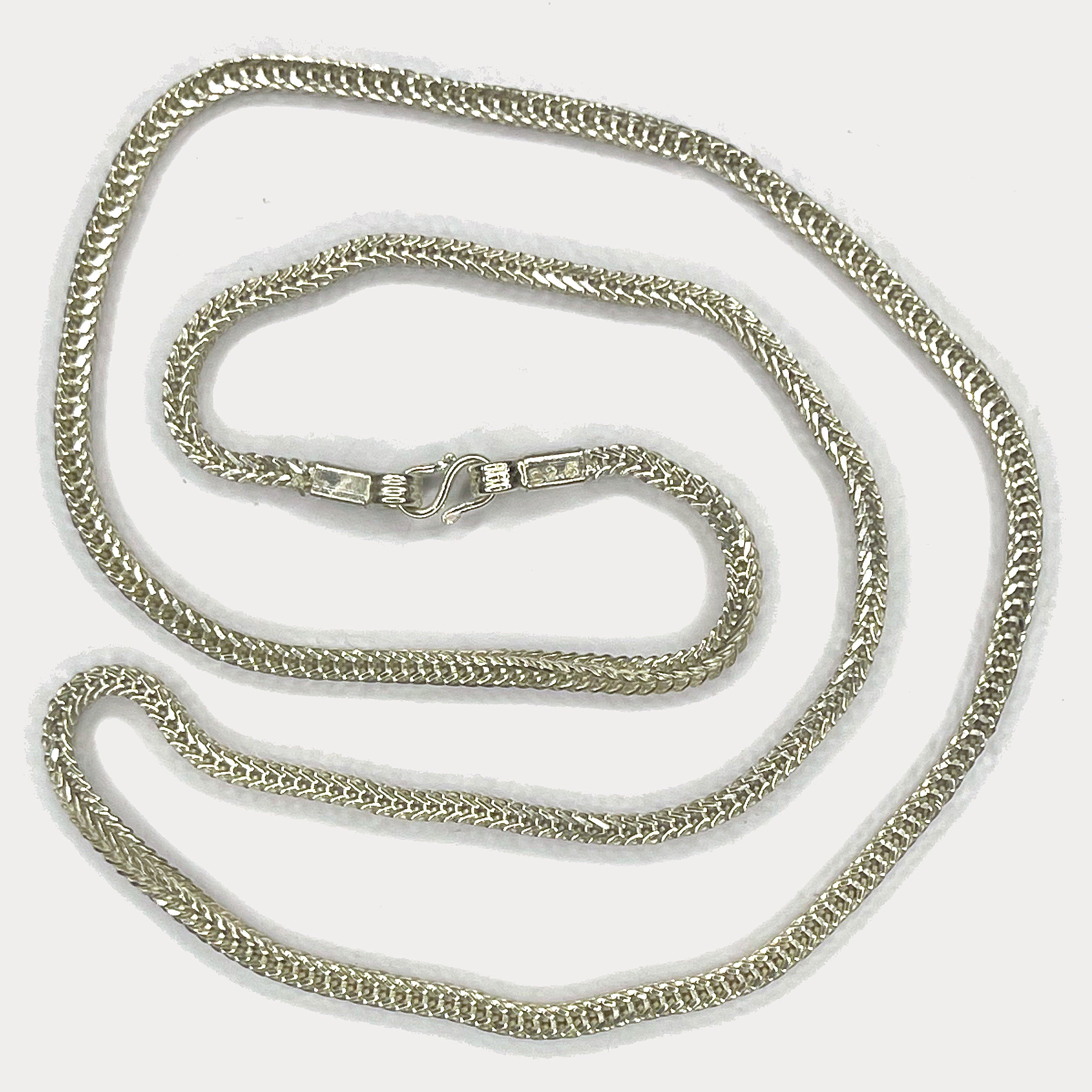 Snake Skin Rope Link Necklace - Handmade Silver Chain