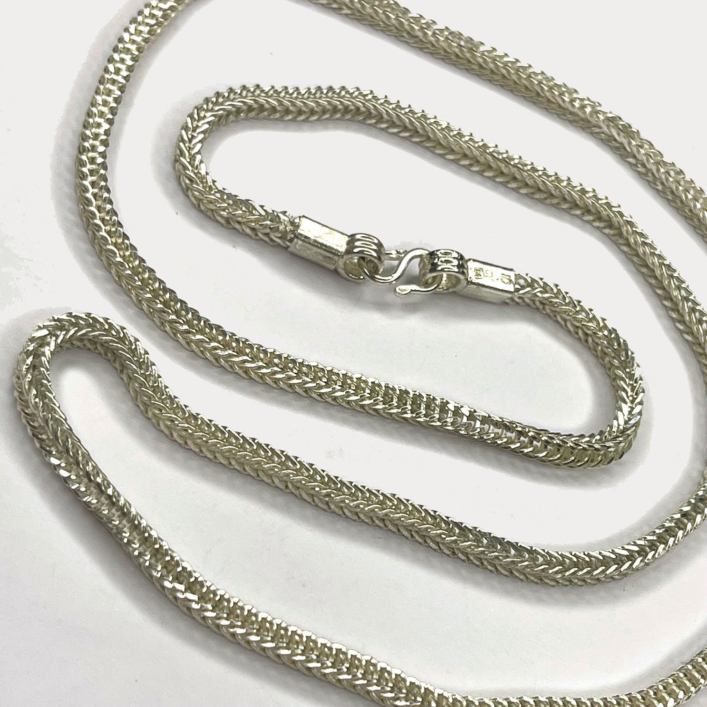 Snake Skin Rope Link Necklace - Handmade Silver Chain