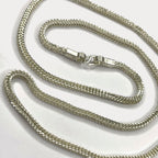 Snake Skin Rope Link Necklace - Handmade Silver Chain