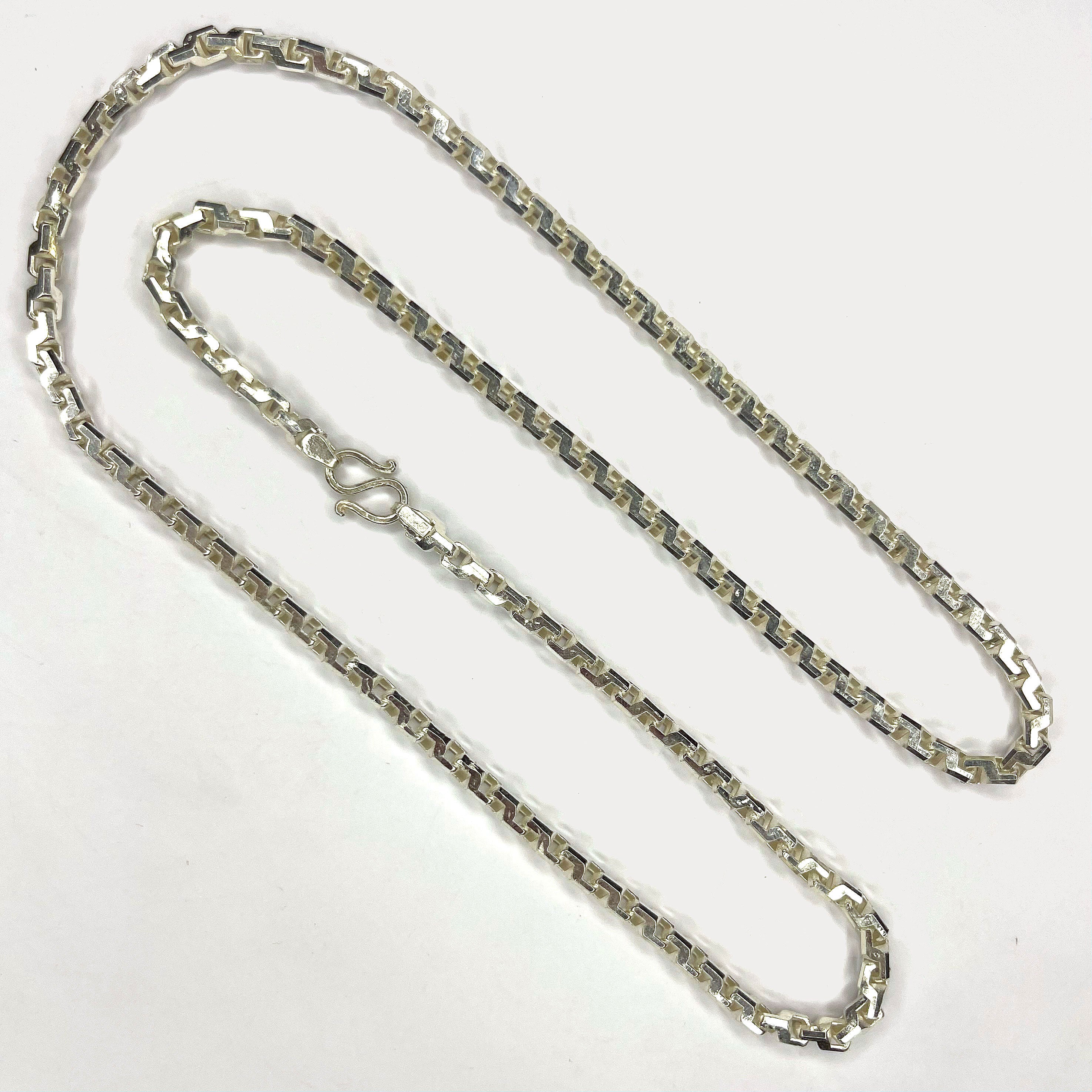 Anchor Box Link Necklace - Handmade Silver Chain