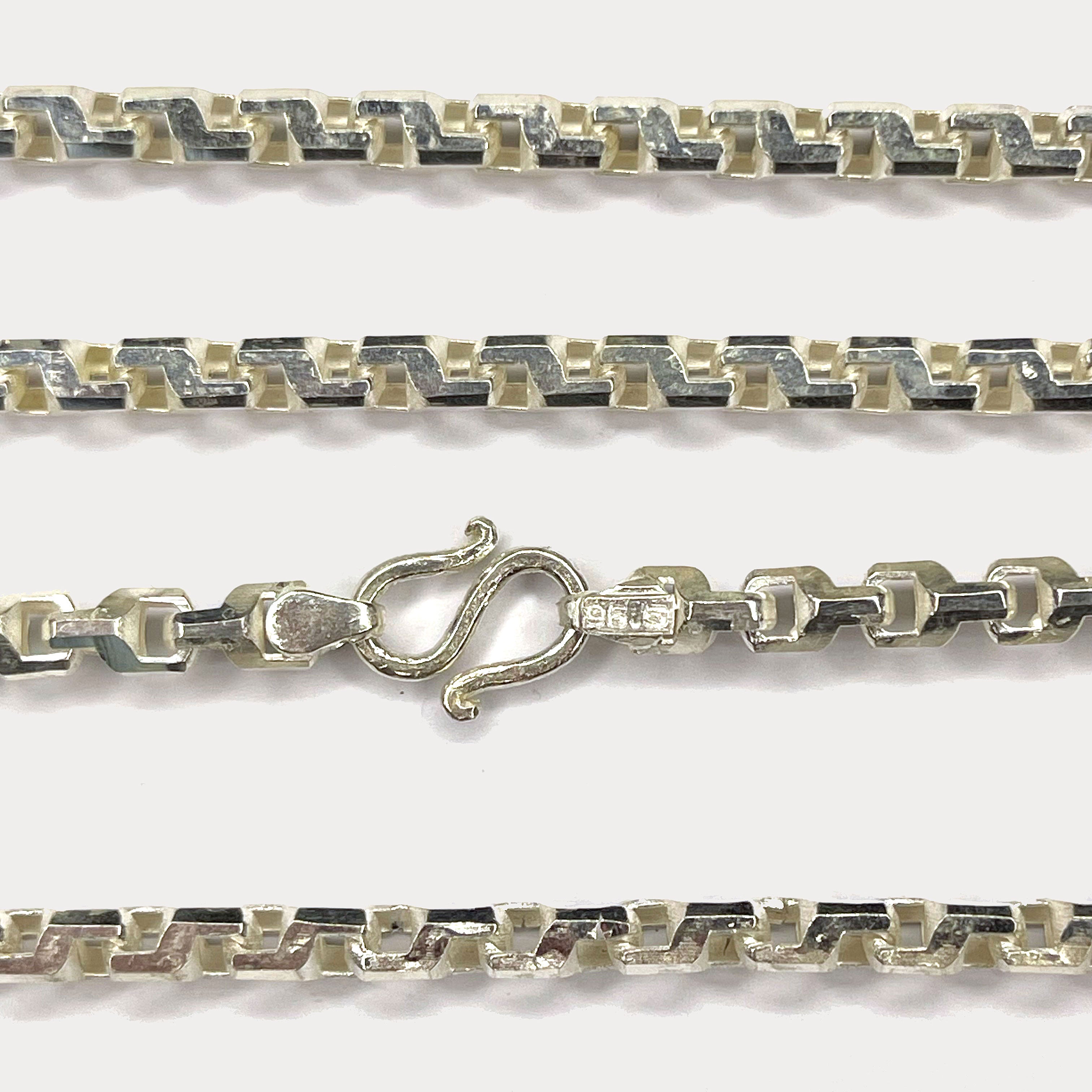 Anchor Box Link Necklace - Handmade Silver Chain