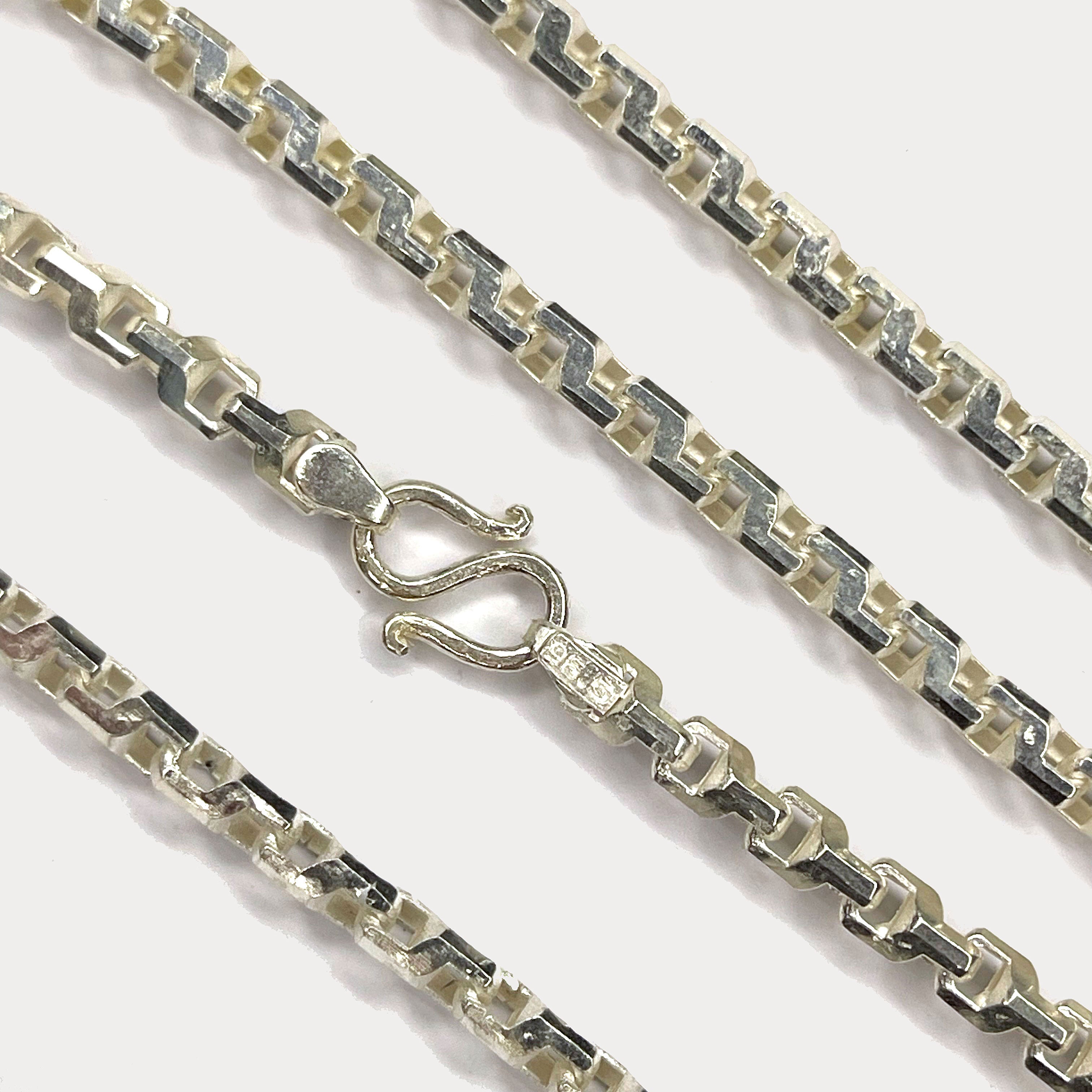 Anchor Box Link Necklace - Handmade Silver Chain