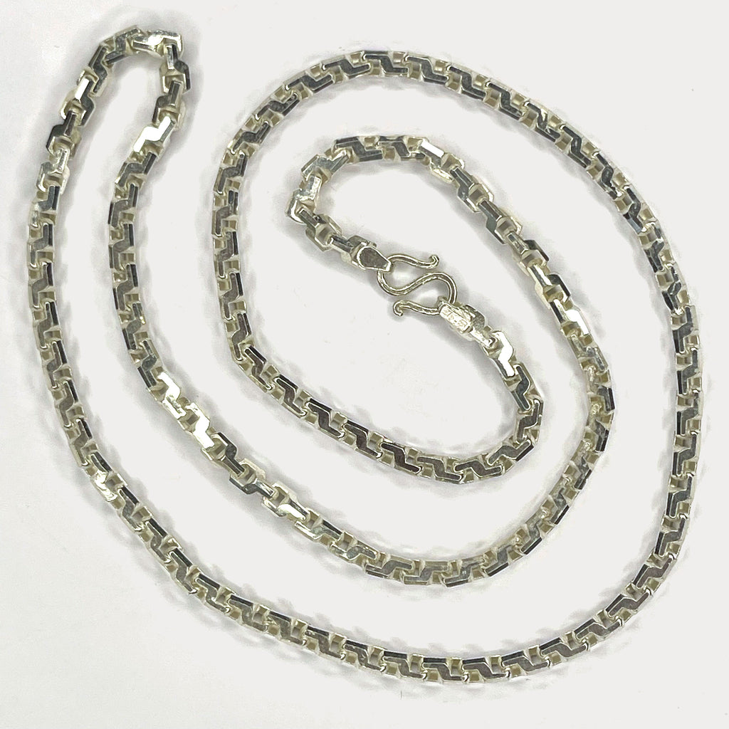 Anchor Box Link Necklace - Handmade Silver Chain