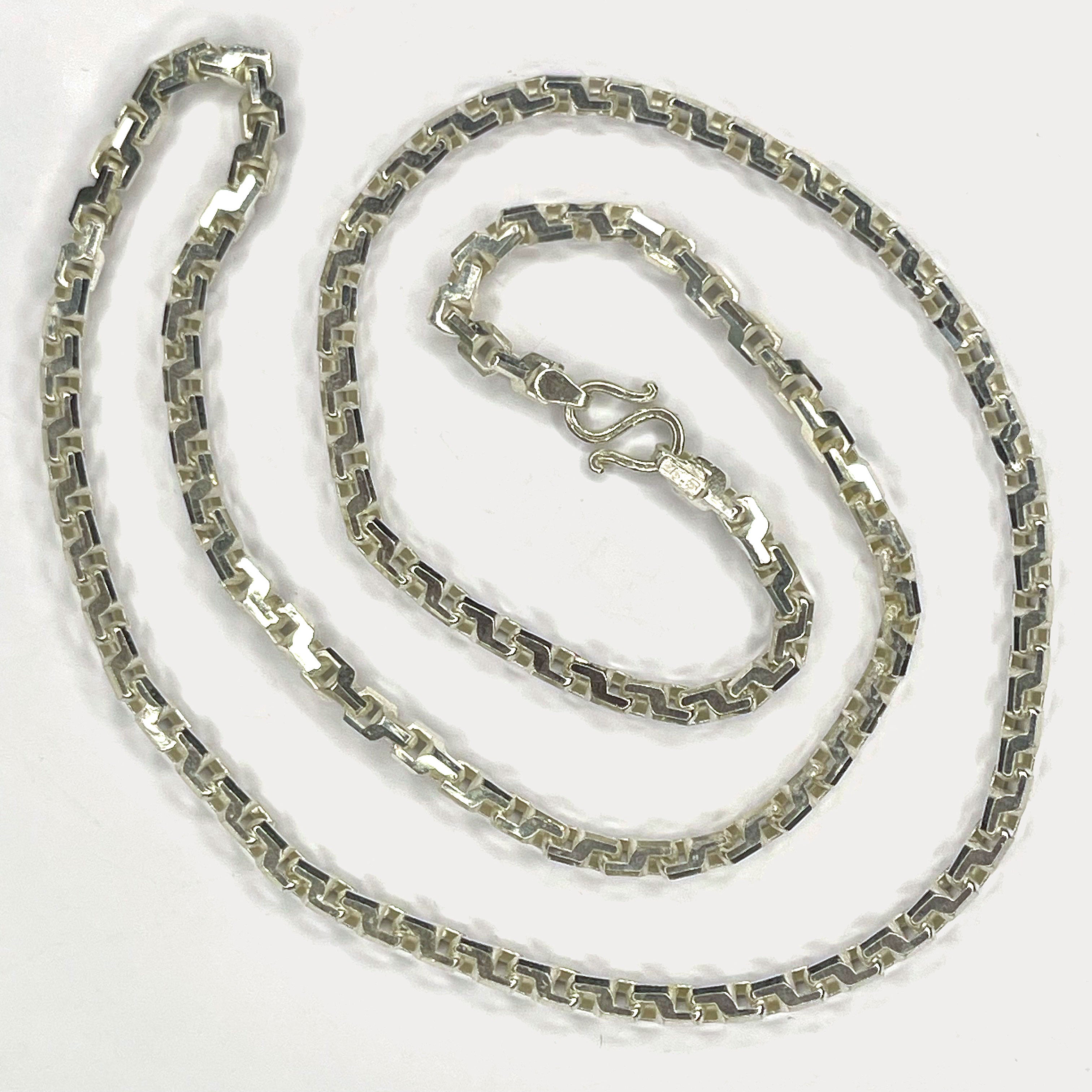 Anchor Box Link Necklace - Handmade Silver Chain