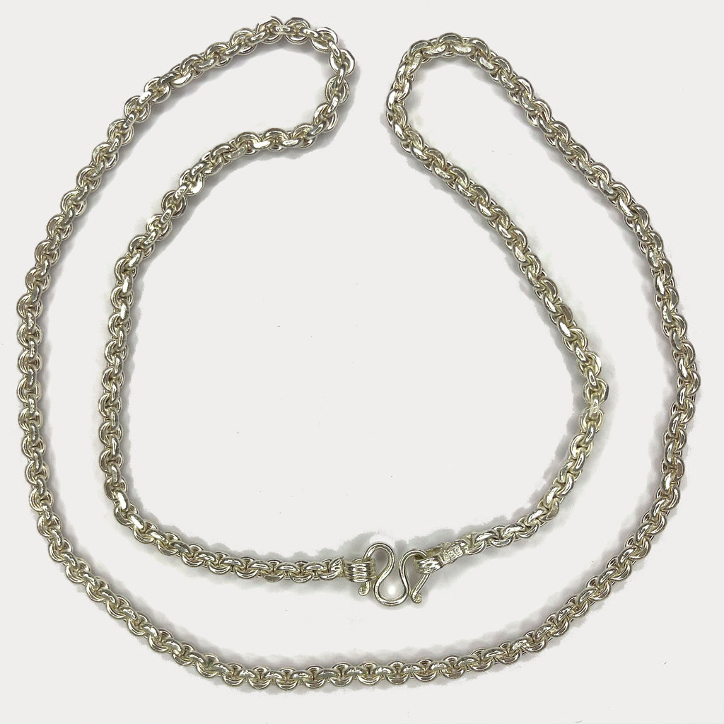 Anchor Belcher Link Necklace - Handmade 999 1oz Silver Chain