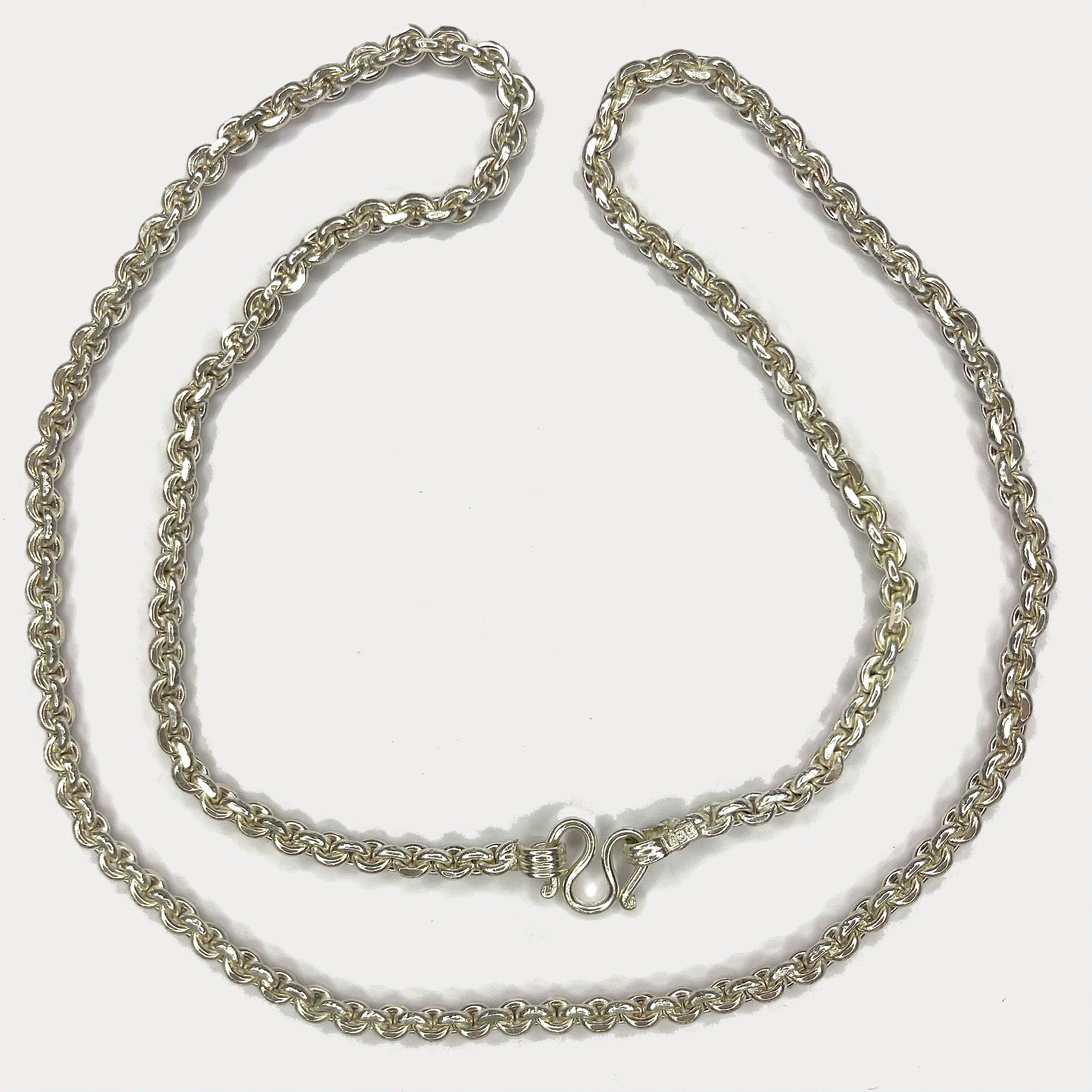 Anchor Belcher Link Necklace - Handmade 999 1oz Silver Chain