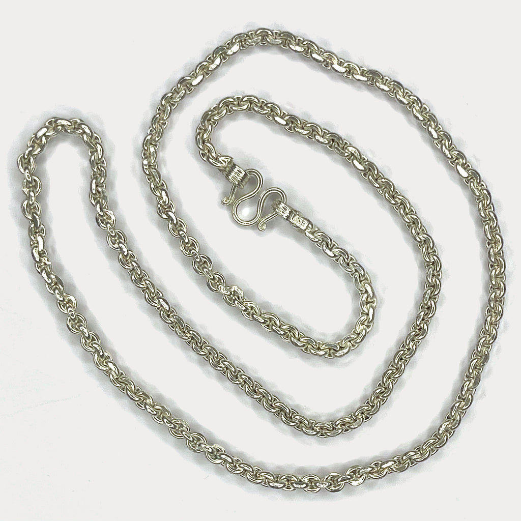 Anchor Belcher Link Necklace - Handmade 999 1oz Silver Chain