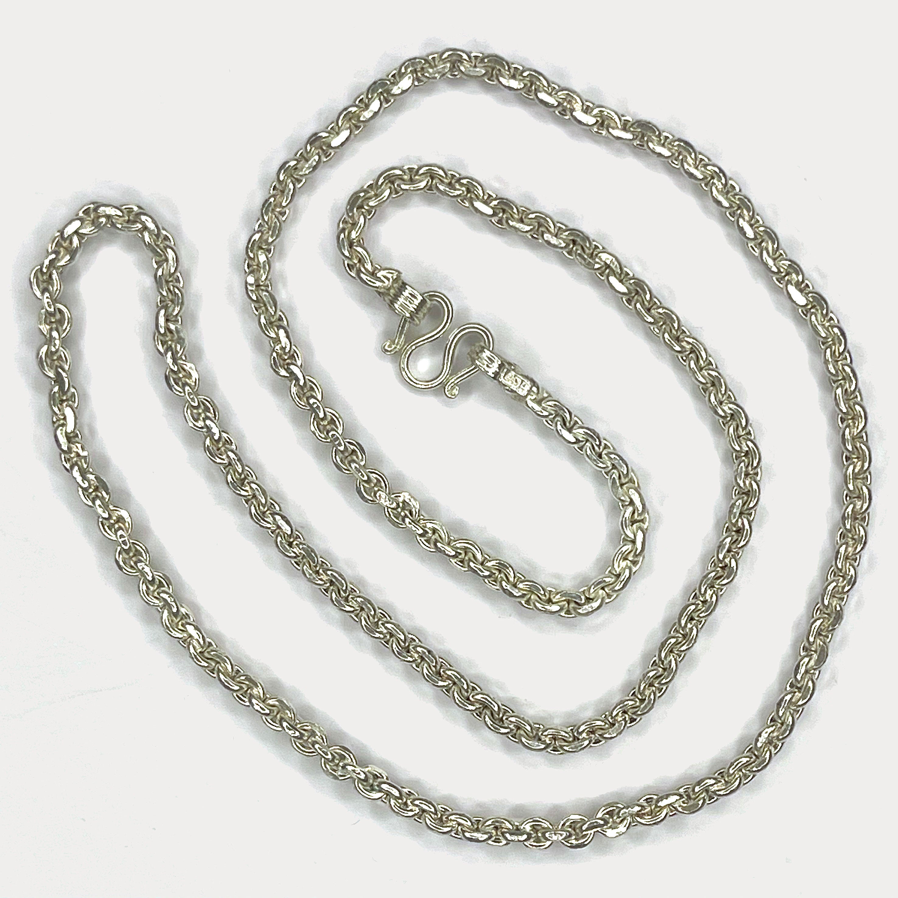 Anchor Belcher Link Necklace - Handmade 999 1oz Silver Chain