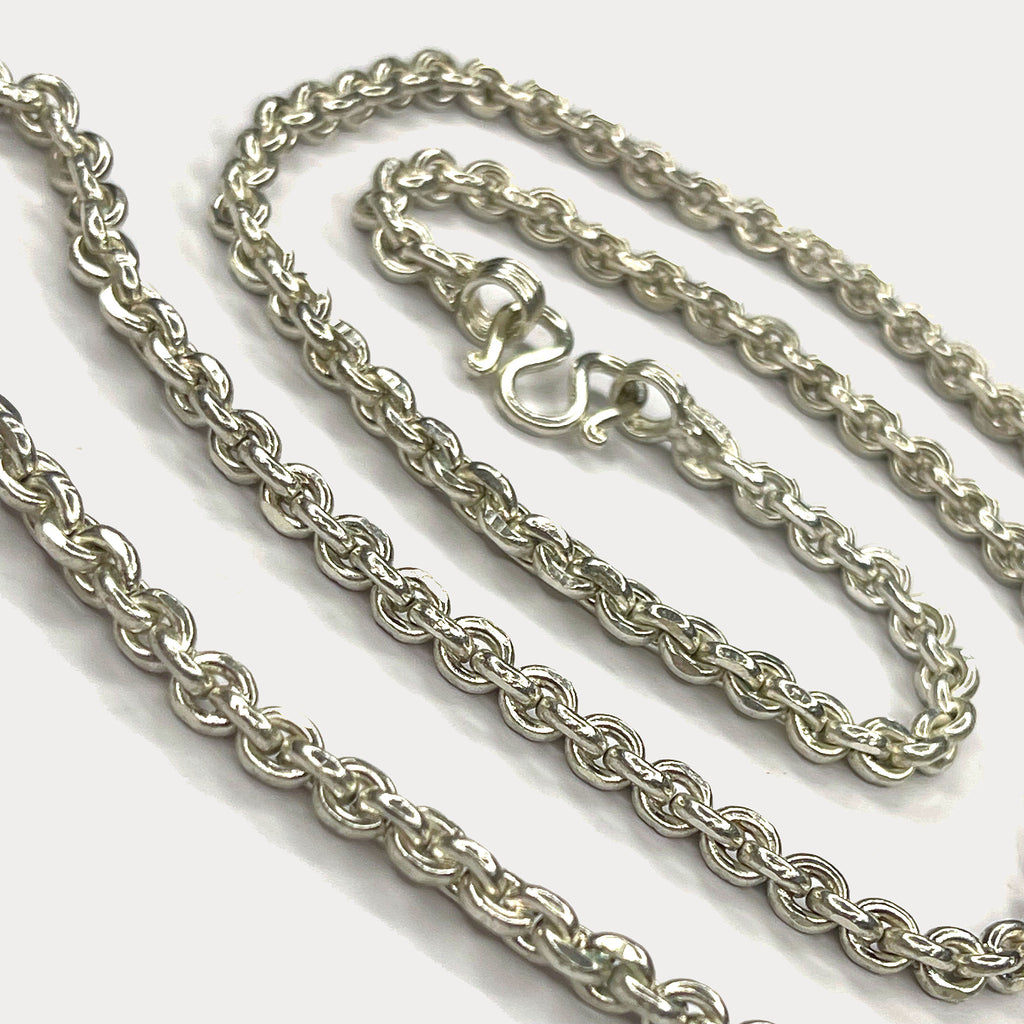 Anchor Belcher Link Necklace - Handmade 999 1oz Silver Chain