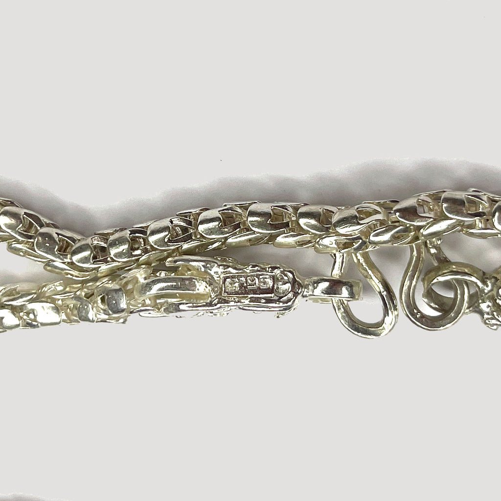 Dragon Head & Skin Link Necklace - Handmade Silver Chain