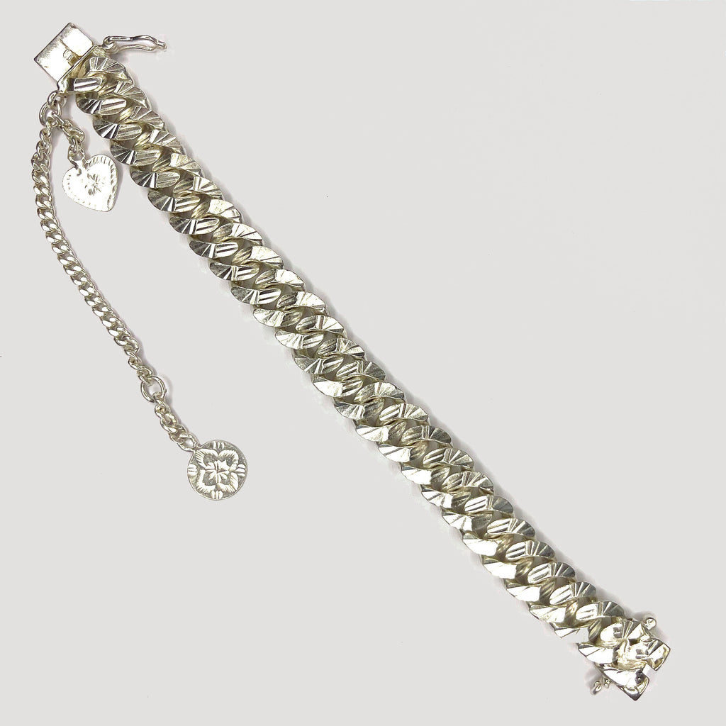 Curb Link Bracelet With Charms - Handmade Silver
