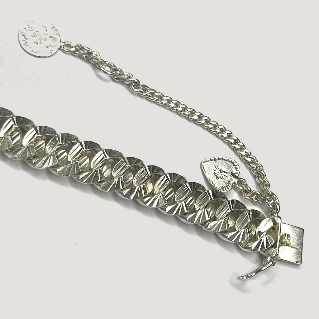 Curb Link Bracelet With Charms - Handmade Silver