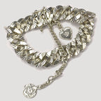 Curb Link Bracelet With Charms - Handmade Silver