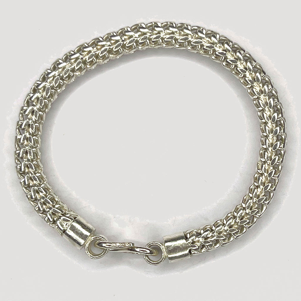 Bismark Link Bracelet - Handmade White Gold & Silver Bracelet