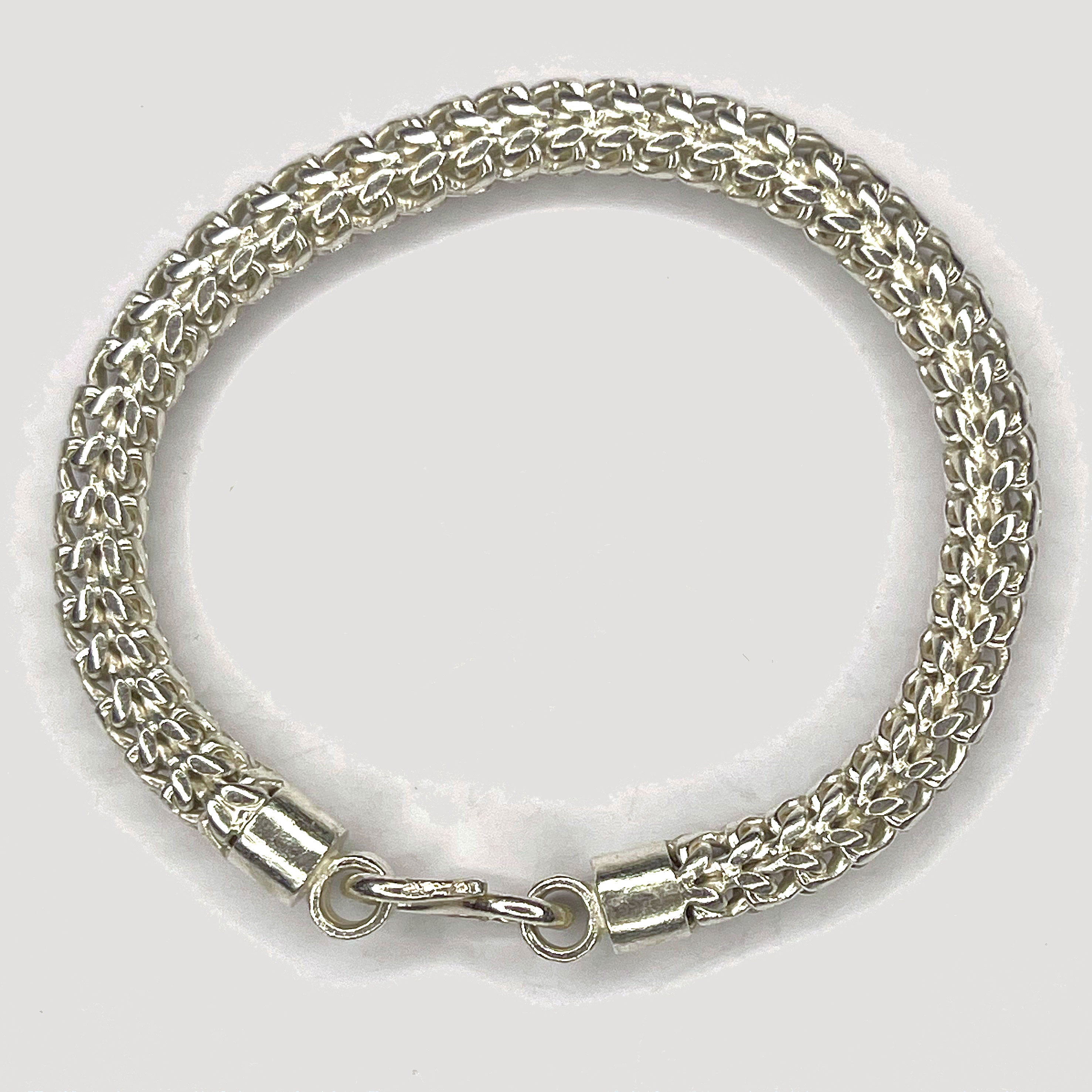 Bismark Link Bracelet - Handmade White Gold & Silver Bracelet