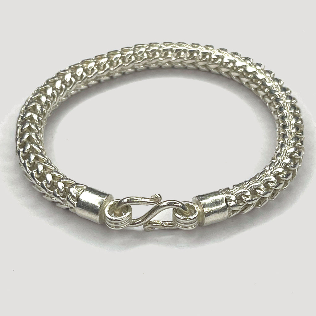 Bismark Link Bracelet - Handmade White Gold & Silver Bracelet