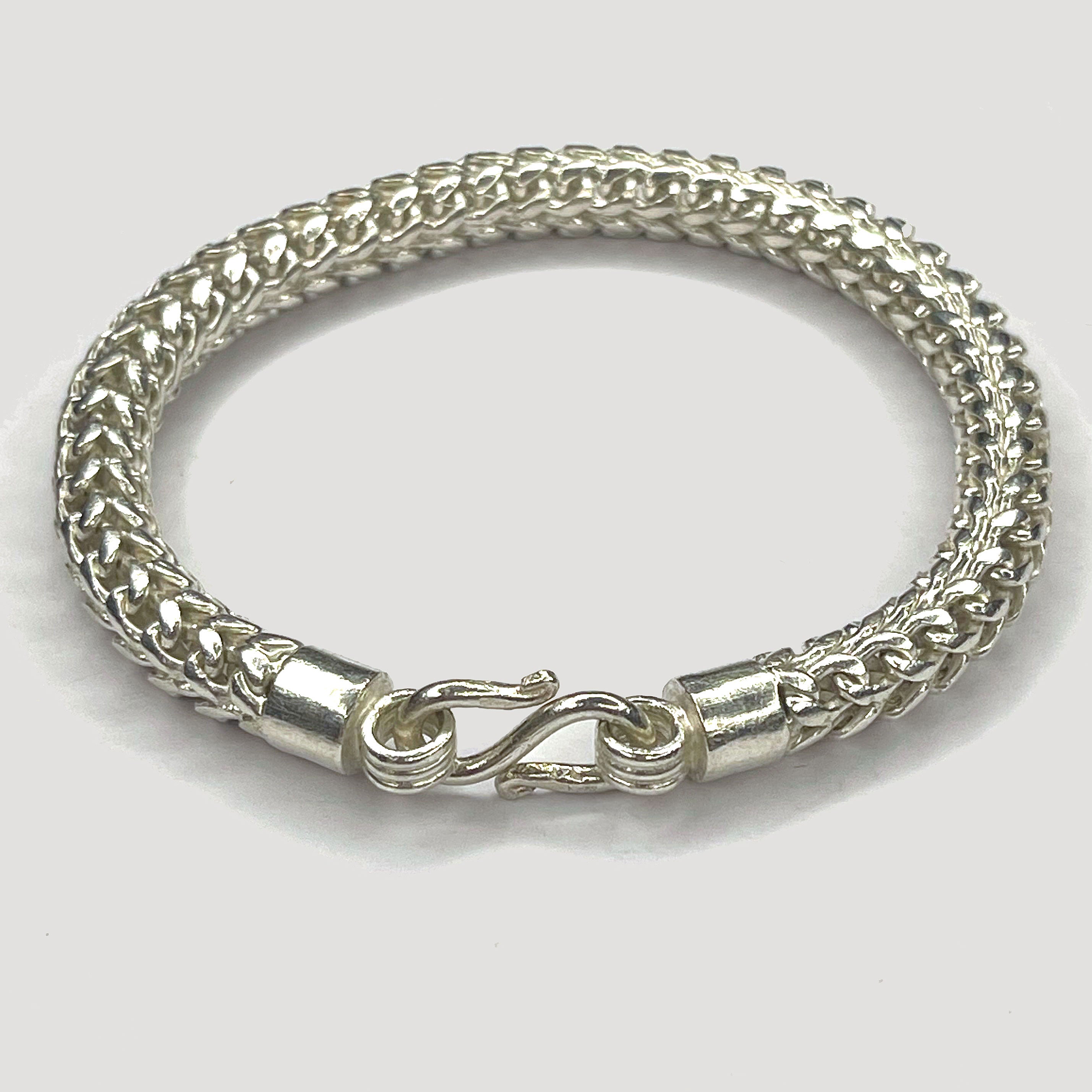 Bismark Link Bracelet - Handmade White Gold & Silver Bracelet