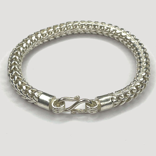 Bismark Link Bracelet - Handmade White Gold & Silver Bracelet