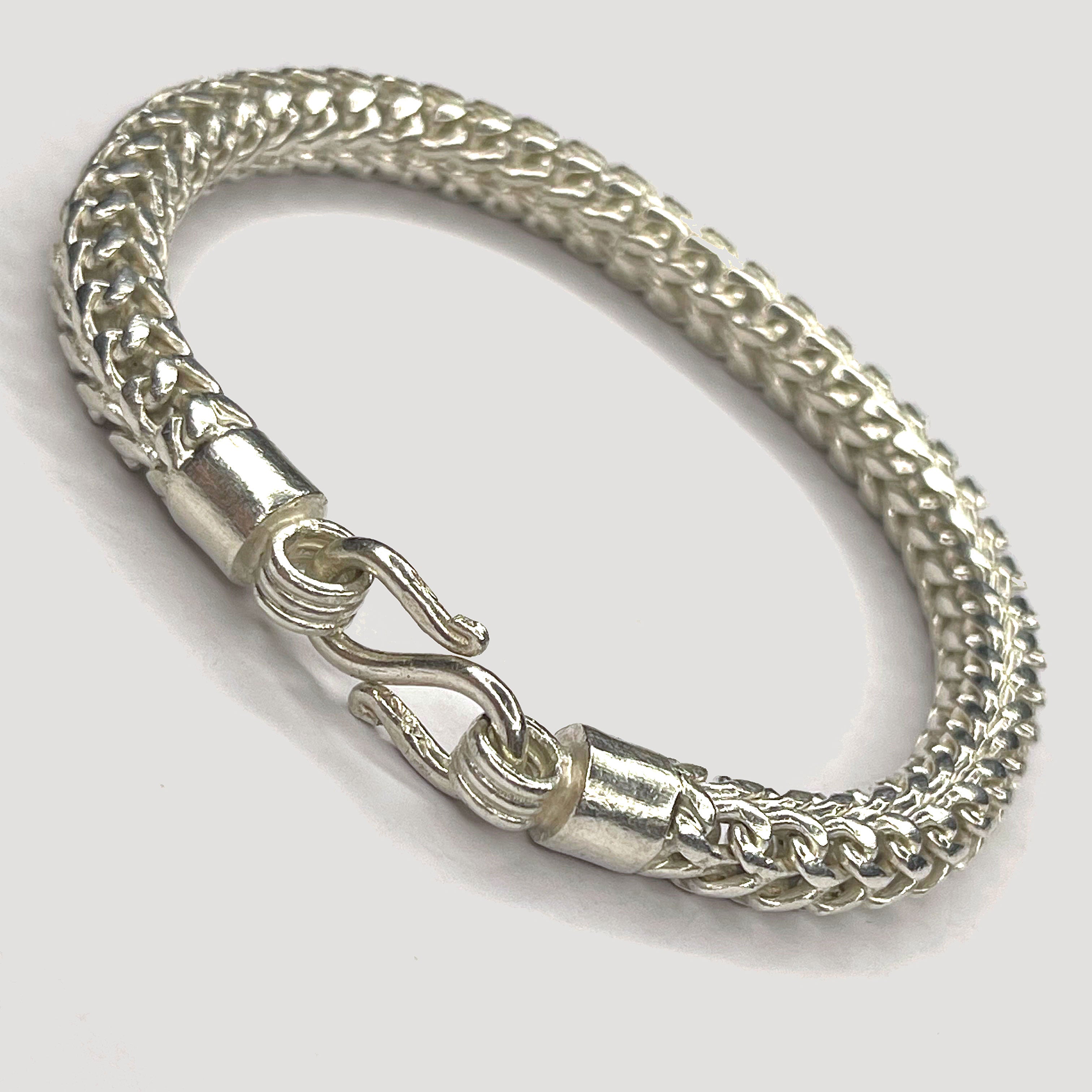 Bismark Link Bracelet - Handmade White Gold & Silver Bracelet