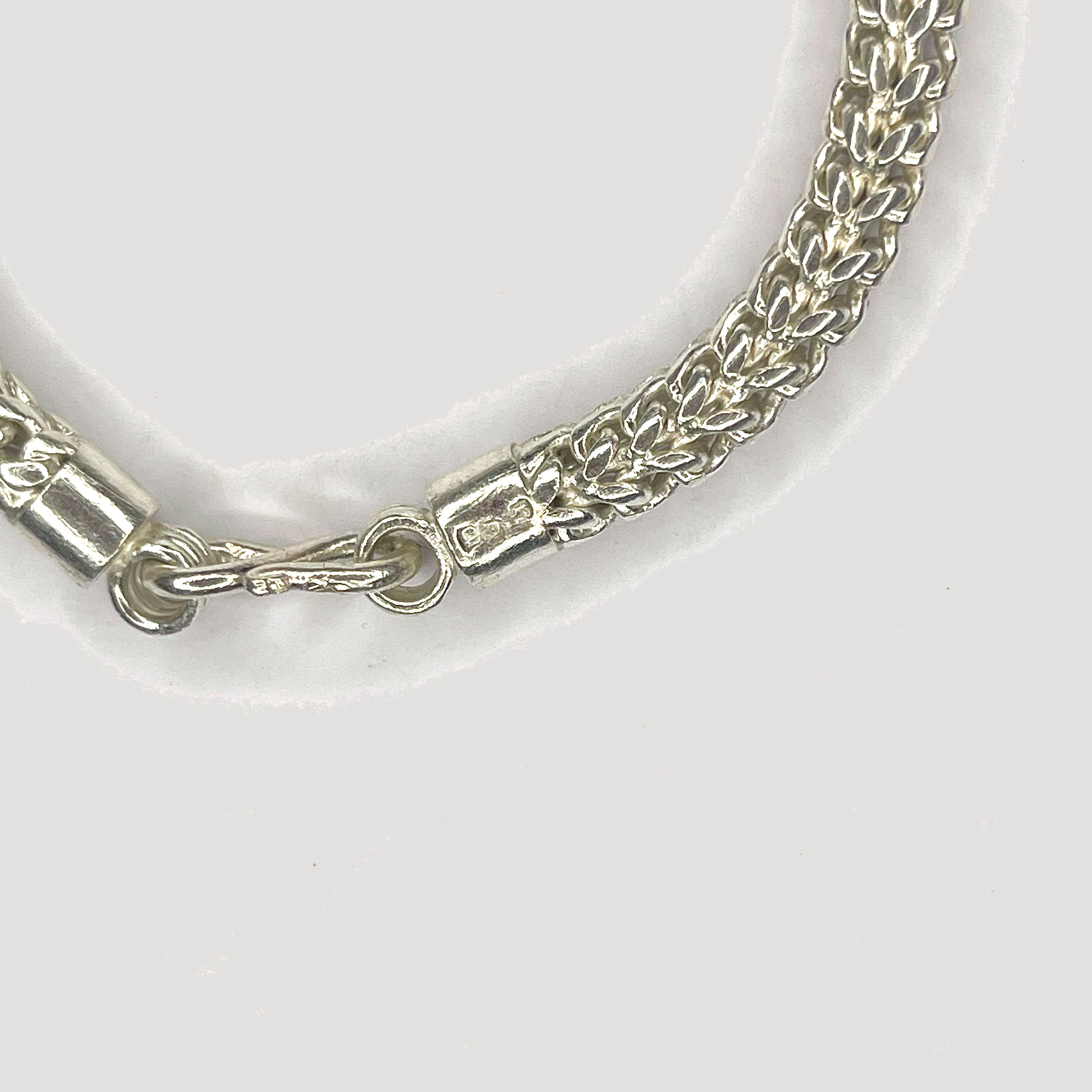 Bismark Link Bracelet - Handmade White Gold & Silver Bracelet